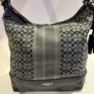 Coach Gray and Black Hobo Shoulder Bag